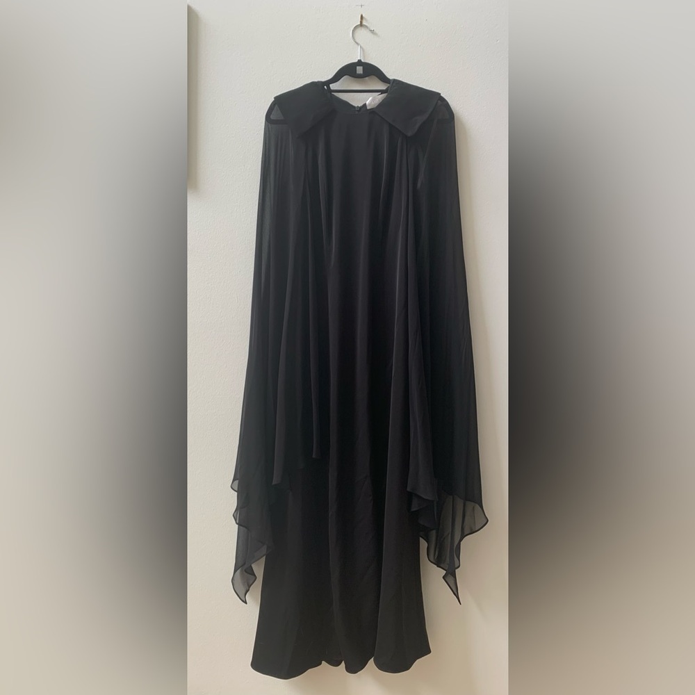 SZ 6 MIKAEL AGHAL Black Flowy Maxi Dress
